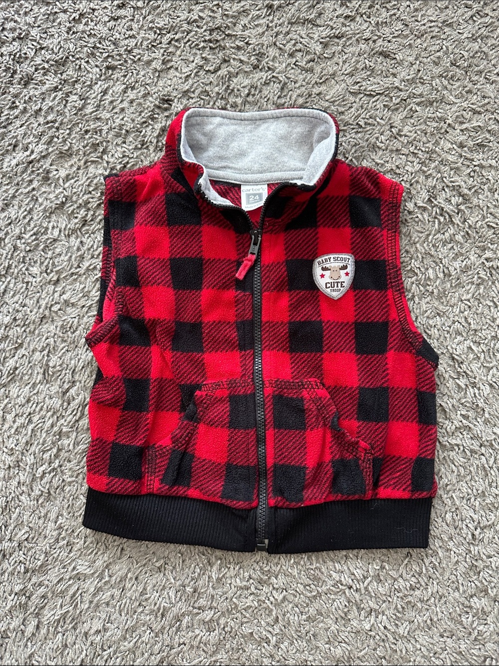 Carter's Red & Black Buffalo Plaid Fleece Vest